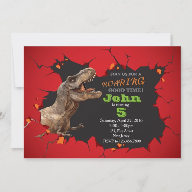 Invitación al cumpleaños de Dinosaur (Anverso)