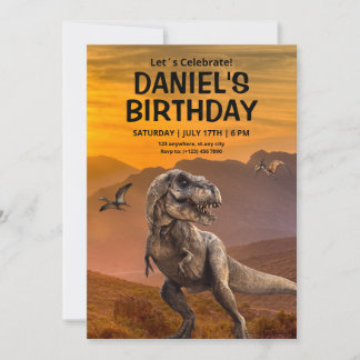 Invitación al cumpleaños de Dinosaur, cumpleaños d