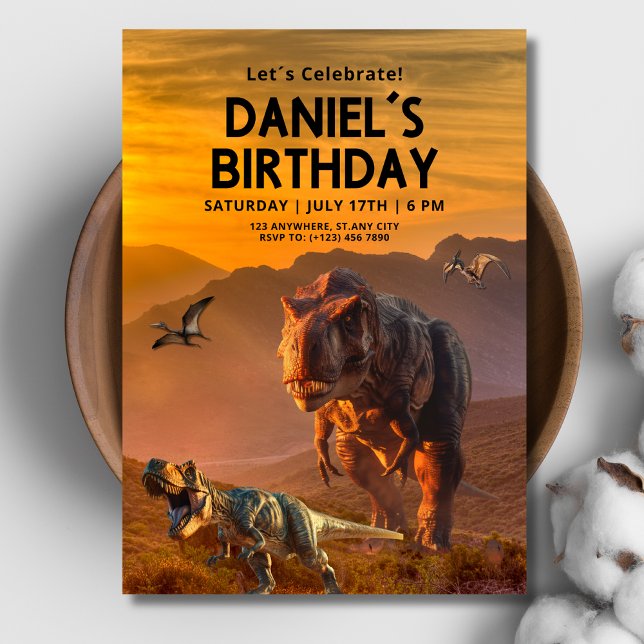 Invitación al cumpleaños de Dinosaur, cumpleaños d (Subido por el creador)