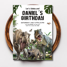 Invitación al cumpleaños de Dinosaur Dino T-Rex