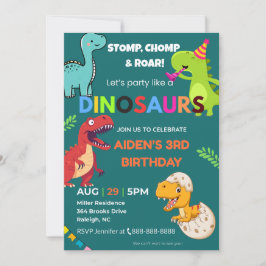 Invitación al cumpleaños de Dinosaur - Editable | 