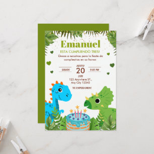 Invitación al cumpleaños de Dinosaur, español