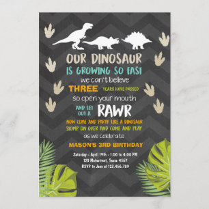 Invitación al cumpleaños de Dinosaur Fiesta Chalk