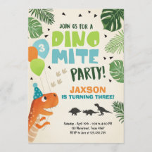 Invitación al cumpleaños de Dinosaur fiesta Dino m