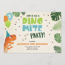 Invitación al cumpleaños de Dinosaur fiesta Dino m