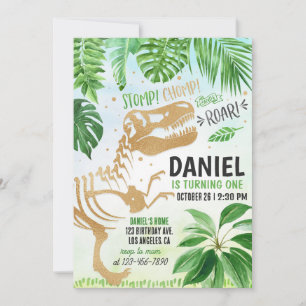 Invitación al cumpleaños de Dinosaur Fossil