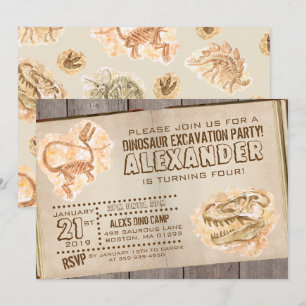 Invitación al cumpleaños de Dinosaur Fossil