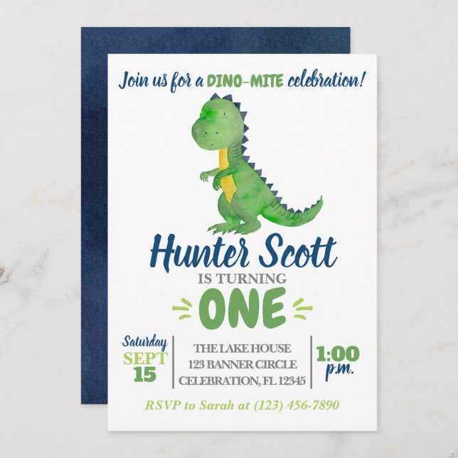 Invitación al cumpleaños de Dinosaur - Invitación  (Anverso / Reverso)
