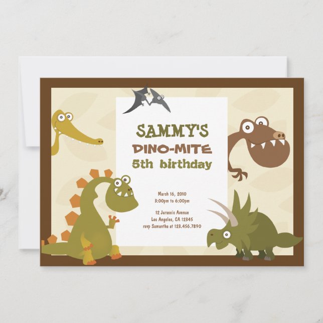 Invitación al cumpleaños de Dinosaur Land (Anverso)