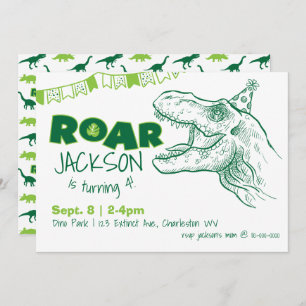 Invitación al cumpleaños de Dinosaur Roar