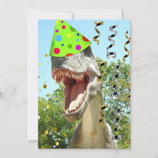 Invitación al cumpleaños de Dinosaur T-Rex (Anverso)