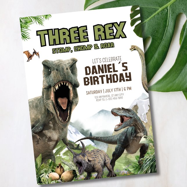 Invitación al cumpleaños de Dinosaur T Rex (Subido por el creador)