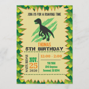 Invitación al cumpleaños de Dinosaurio