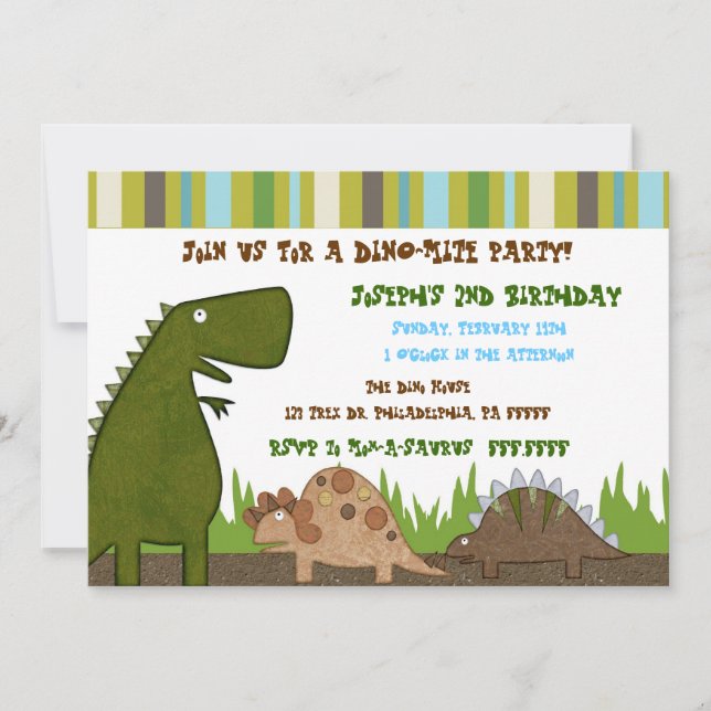 Invitación al cumpleaños de Dinosaurio (Anverso)
