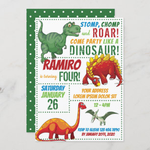 Invitación al cumpleaños de Dinosaurio