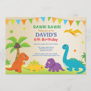Invitación al cumpleaños de Dinosaurio Fiesta Dino