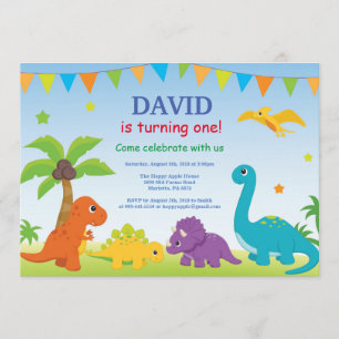 Invitación al cumpleaños de Dinosaurio Fiesta Dino
