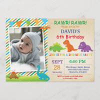 Invitación al cumpleaños de Dinosaurio Fiesta Dino