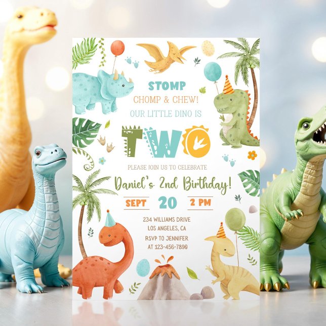 Invitación al cumpleaños de Dinosaurio, segundo di (Subido por el creador)