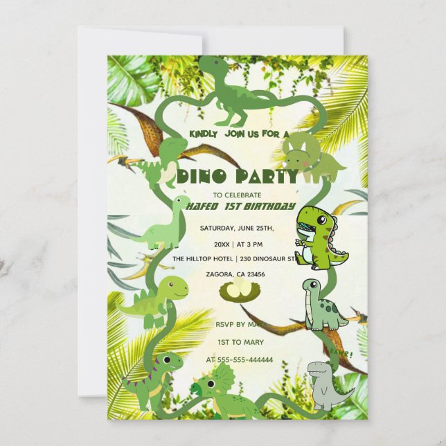Invitación al cumpleaños de Dinosaurio, segundo di (Anverso)