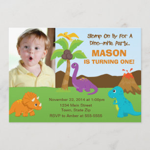 Invitación al cumpleaños de Dinosaurio - Tarjeta f