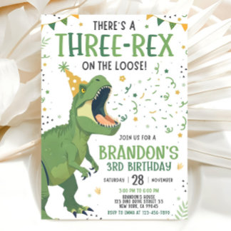 Invitación al cumpleaños de Dinosaurio, Tres Rex e