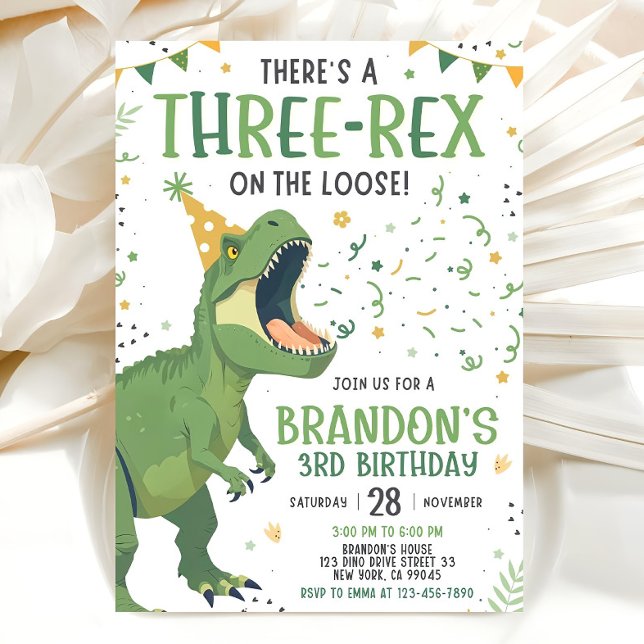 Invitación al cumpleaños de Dinosaurio, Tres Rex e (Subido por el creador)