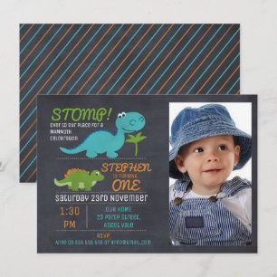 Invitación al cumpleaños de Dinosaurios de Chalkbo
