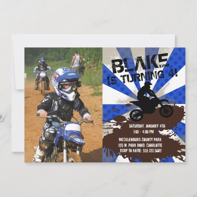 Invitación al cumpleaños de Dirt Bike (Anverso)