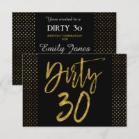 Invitación al cumpleaños de Dirty 30 Relieve metal