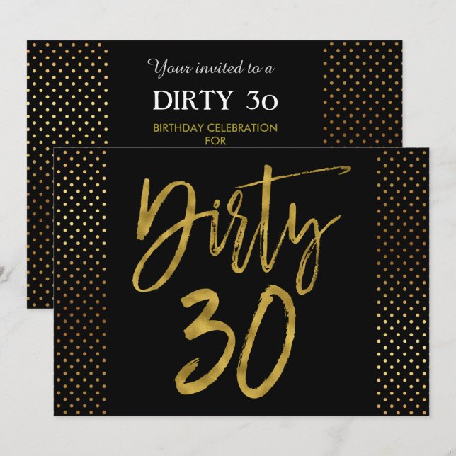 Invitación al cumpleaños de Dirty 30 Relieve metal (Anverso / Reverso)