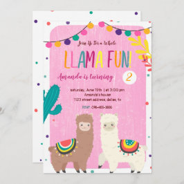 Invitación al cumpleaños de dos Llamas