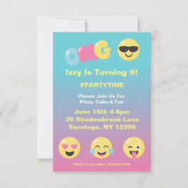 Invitación al cumpleaños de emoji Ombre Girly
