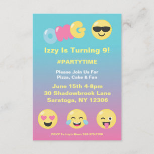 Invitación al cumpleaños de emoji Ombre Girly