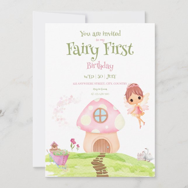 Invitación al cumpleaños de Fairy First Fairyland  (Anverso)