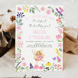 Invitación al cumpleaños de Fairy Garden Wildflowe