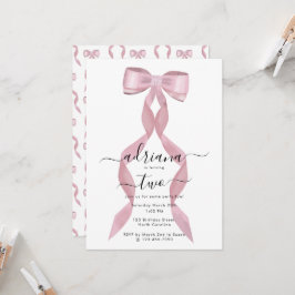 Invitación al cumpleaños de Fancy Pink Bow Girly