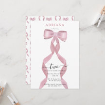 Invitación al cumpleaños de Fancy Pink Bow Girly