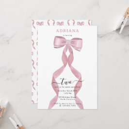 Invitación al cumpleaños de Fancy Pink Bow Girly