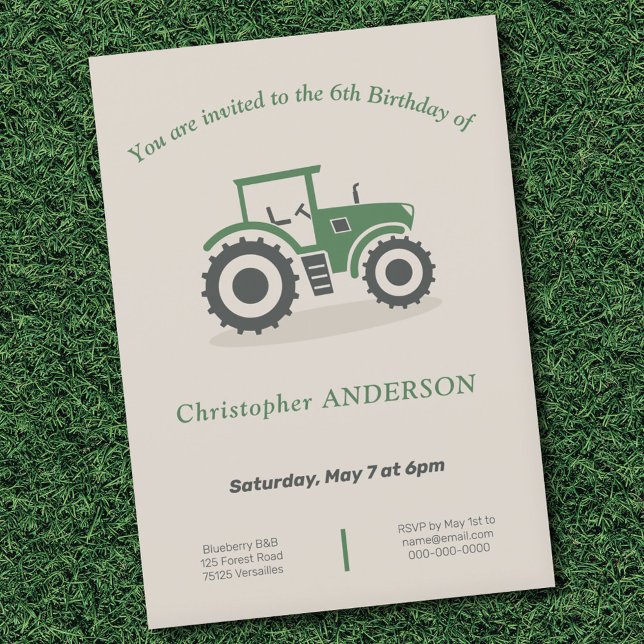 Invitación al cumpleaños de Farm Tractor (Farm Tractor Birthday Invitation)