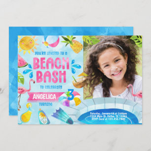 Invitación al cumpleaños de Fiesta Beach Pool de V