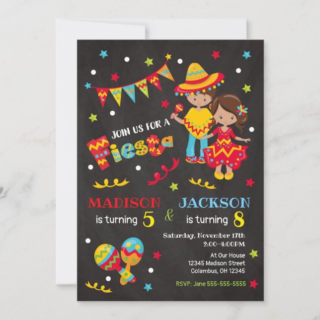 Invitación al cumpleaños de Fiesta en México Chica (Anverso)