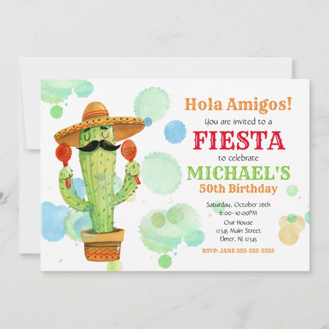 Invitación al cumpleaños de Fiesta mexicana TODAS  (Anverso)