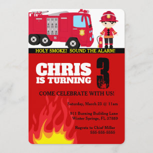Invitación al cumpleaños de Fire Truck Boy
