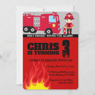 Invitación al cumpleaños de Fire Truck Boy
