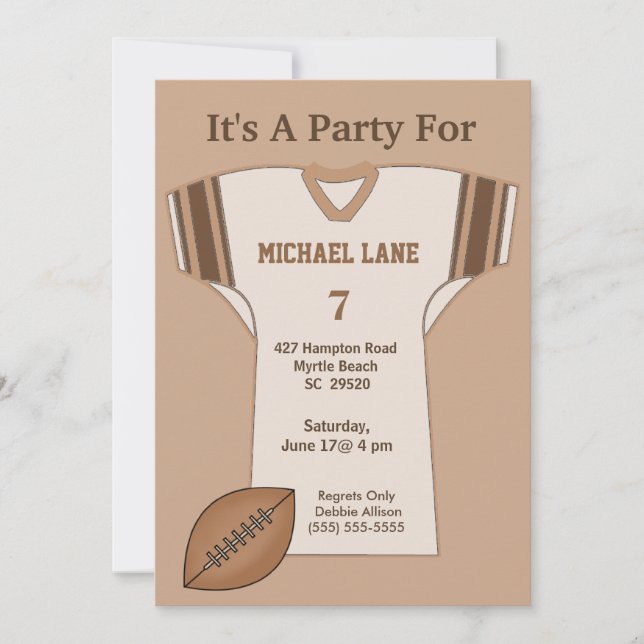 Invitación al cumpleaños de Football Jersey (Anverso)