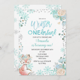 Invitación al cumpleaños de Fox Winter ONEderland
