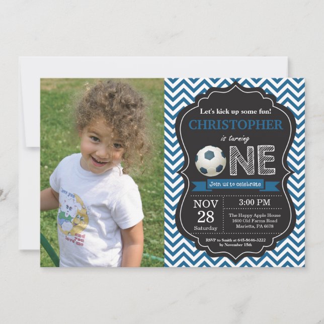 Invitación al cumpleaños de fútbol Fiesta de prime (Anverso)