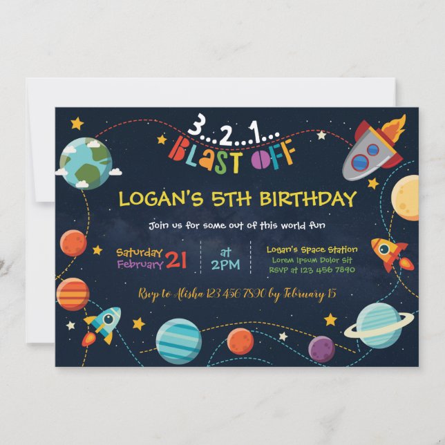 Invitación al cumpleaños de Galaxy (Anverso)