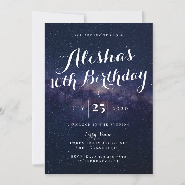 Invitación al cumpleaños de Galaxy (Anverso)